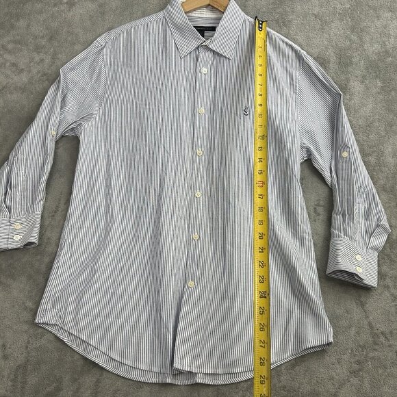 John Varvatos USA Shirt Mens Medium Striped Peace Sign Logo Button Up Casual - Picture 2 of 10